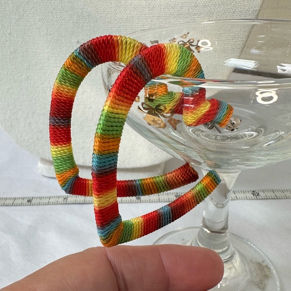 Rainbow wrapped large open heart earrings - Picture 3 of 6